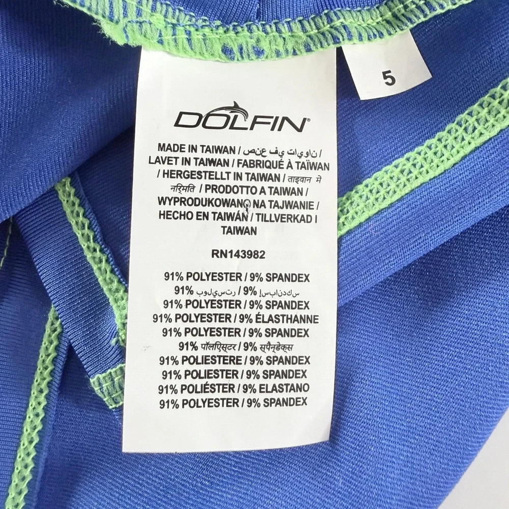 Little Dolfin Kids Mock Neck Long Sleeve Swim Rash Guard‎ Blue Stripe Size 5